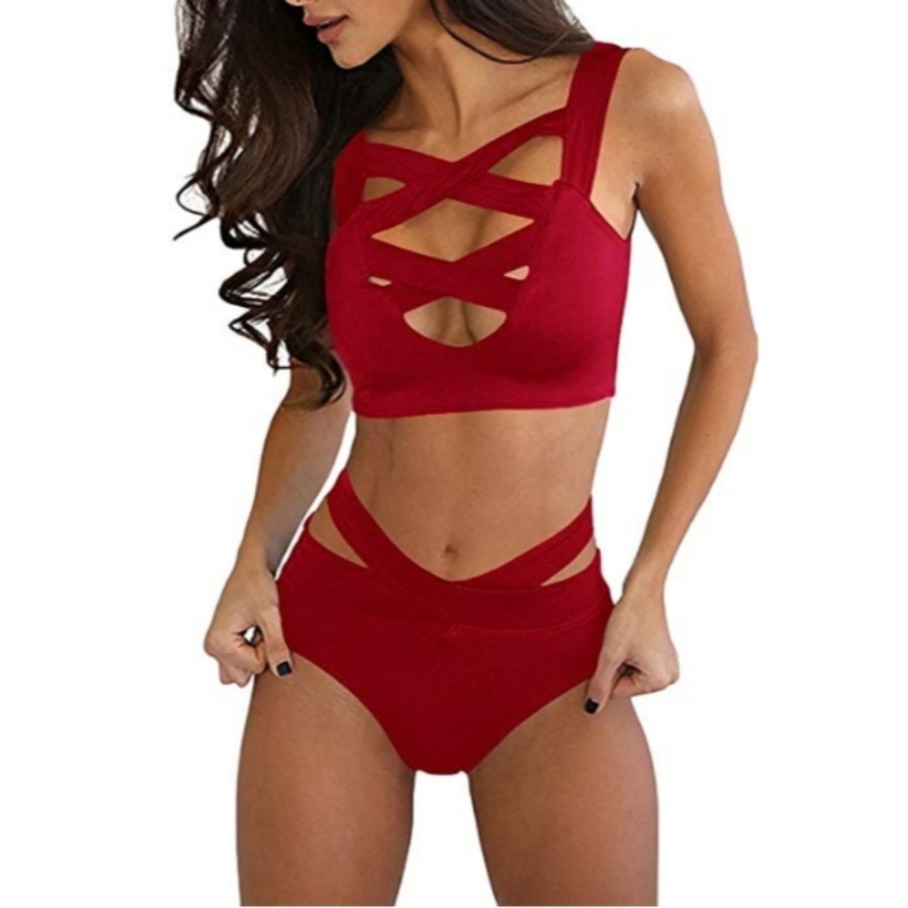 Strappy Red Bikini S top/M bottom